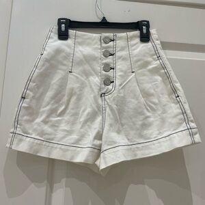 Joie High Waist White Button Shorts